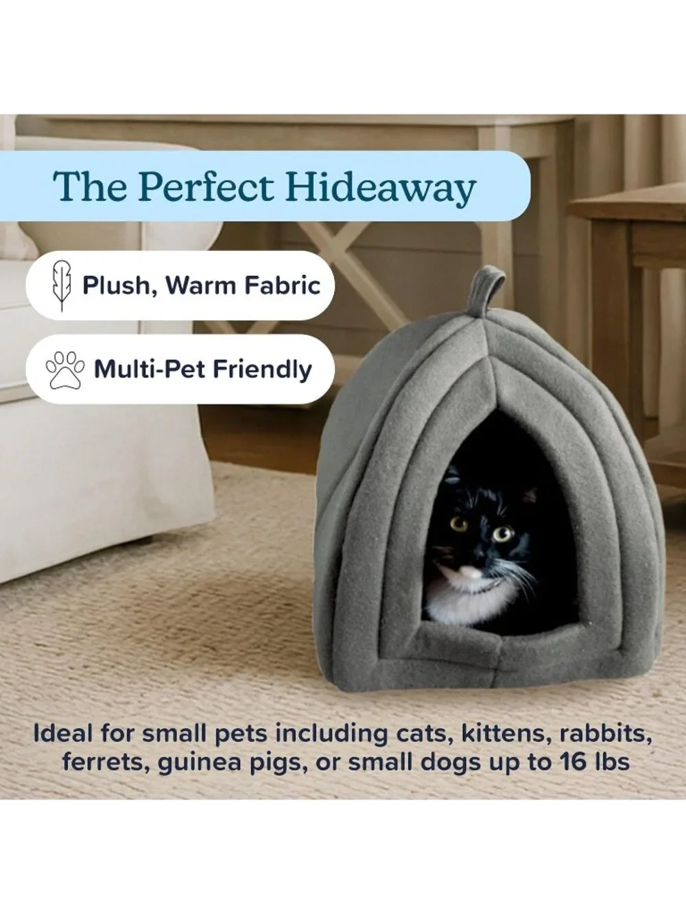 New Indoor Cat House with Removable Foam Cushion, Pet Tent for Small animals
